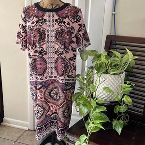 Gibson Latimer Pink and Black Patterned Dress